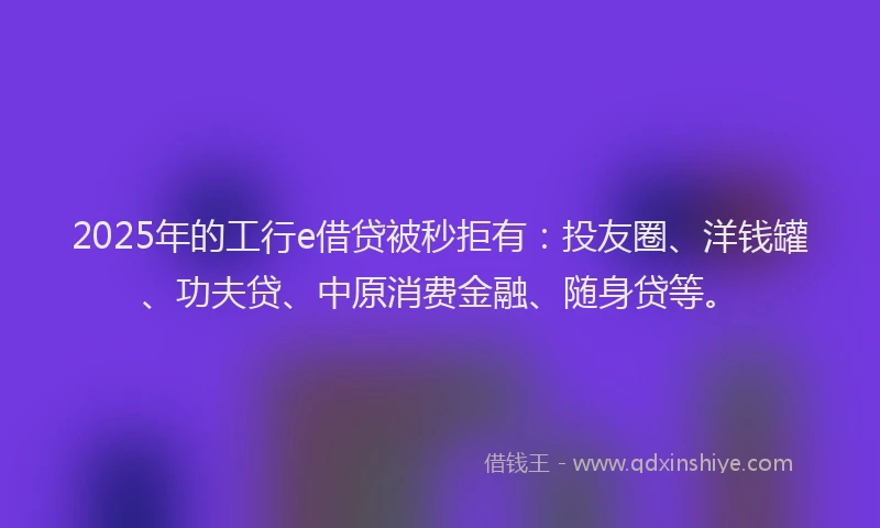2025年的工行e借贷被秒拒有：投友圈、洋钱罐、功夫贷、中原消费金融、随身贷等。