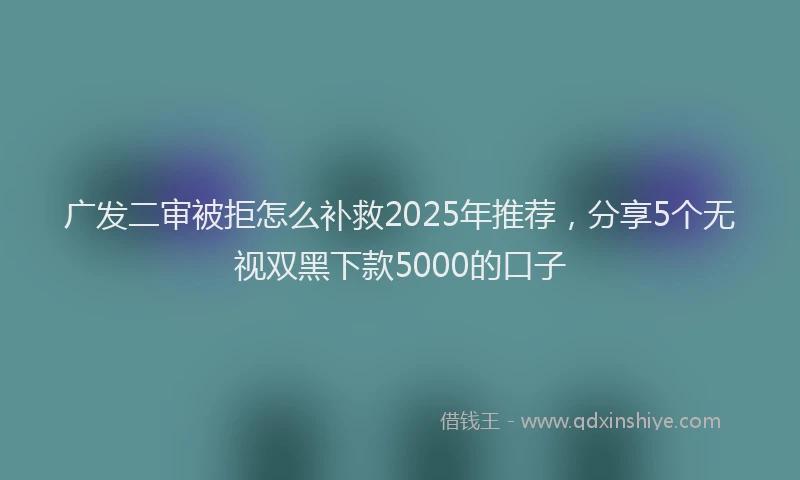 广发二审被拒怎么补救2025年推荐，分享5个无视双黑下款5000的口子