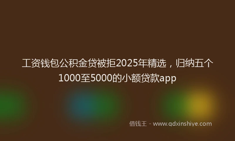 工资钱包公积金贷被拒2025年精选，归纳五个1000至5000的小额贷款app