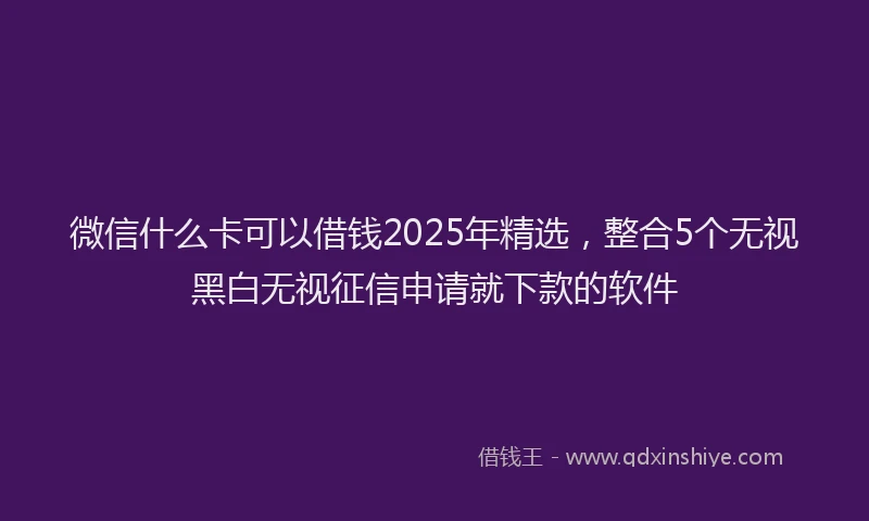 微信什么卡可以借钱2025年精选，整合5个无视黑白无视征信申请就下款的软件