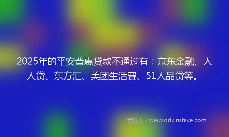 2025年的平安普惠贷款不通过有：京东金融、人人贷、东方汇、美团生活费、51人品贷等。