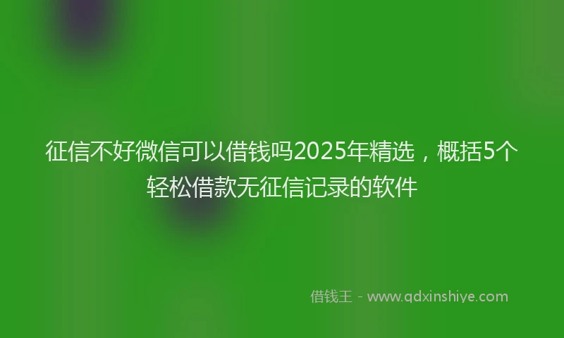 征信不好微信可以借钱吗2025年精选，概括5个轻松借款无征信记录的软件