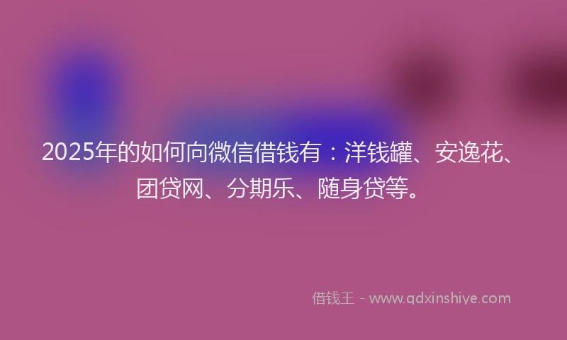 2025年的如何向微信借钱有：洋钱罐、安逸花、团贷网、分期乐、随身贷等。