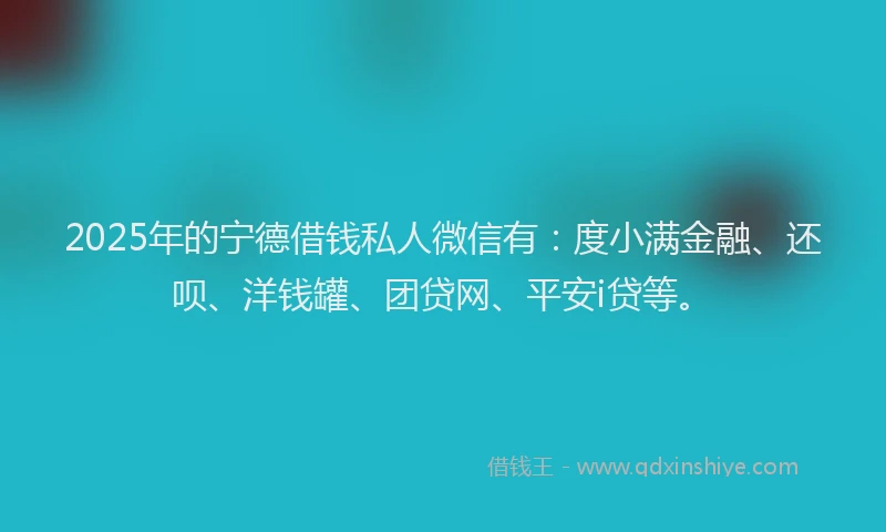 2025年的宁德借钱私人微信有：度小满金融、还呗、洋钱罐、团贷网、平安i贷等。