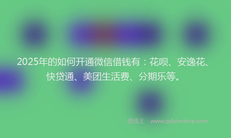 2025年的如何开通微信借钱有：花呗、安逸花、快贷通、美团生活费、分期乐等。