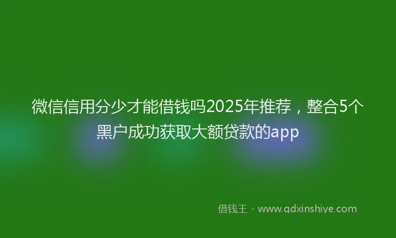 微信信用分少才能借钱吗2025年推荐，整合5个黑户成功获取大额贷款的app