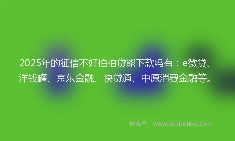 2025年的征信不好拍拍贷能下款吗有：e微贷、洋钱罐、京东金融、快贷通、中原消费金融等。