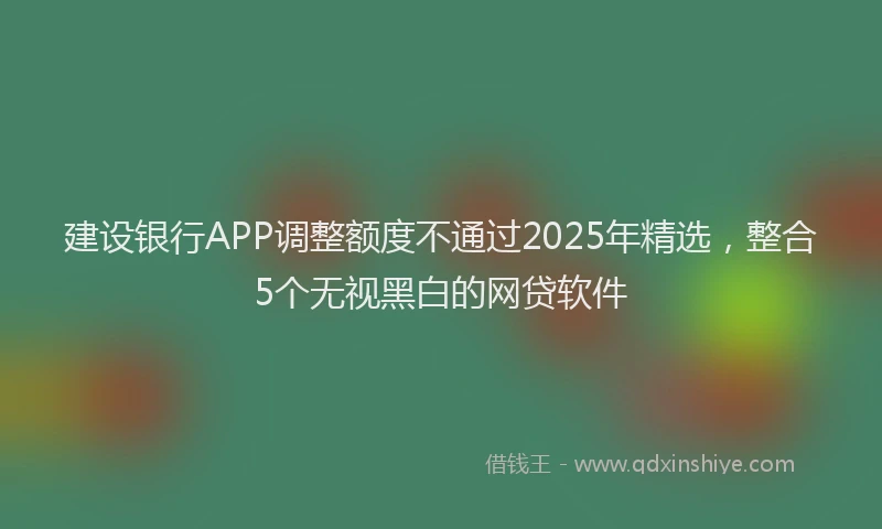 建设银行APP调整额度不通过2025年精选，整合5个无视黑白的网贷软件