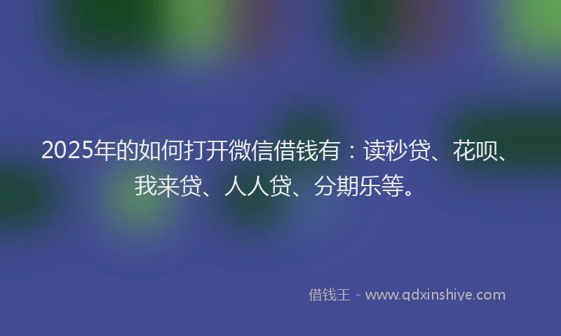 2025年的如何打开微信借钱有：读秒贷、花呗、我来贷、人人贷、分期乐等。