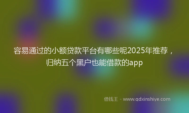 容易通过的小额贷款平台有哪些呢2025年推荐，归纳五个黑户也能借款的app