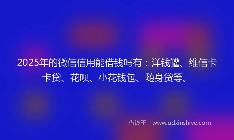 2025年的微信信用能借钱吗有：洋钱罐、维信卡卡贷、花呗、小花钱包、随身贷等。