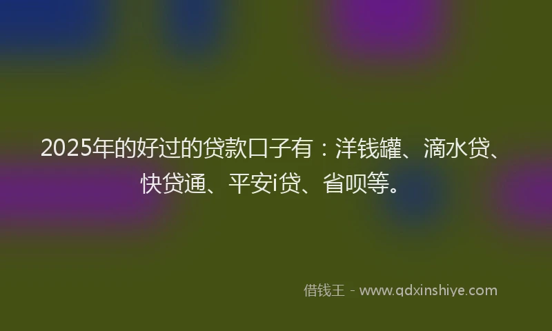 2025年的好过的贷款口子有：洋钱罐、滴水贷、快贷通、平安i贷、省呗等。