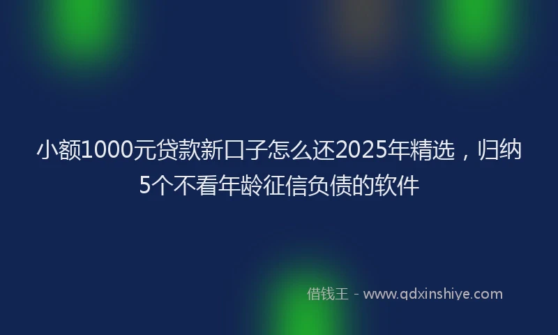 小额1000元贷款新口子怎么还2025年精选，归纳5个不看年龄征信负债的软件