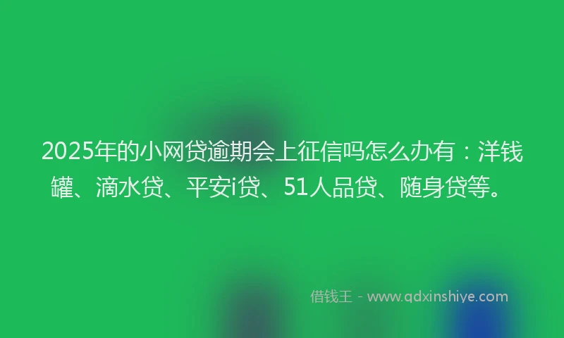2025年的小网贷逾期会上征信吗怎么办有：洋钱罐、滴水贷、平安i贷、51人品贷、随身贷等。