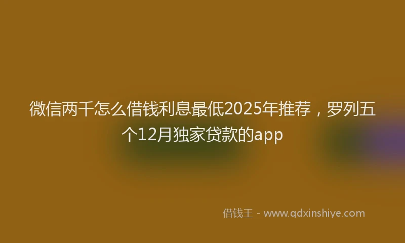 微信两千怎么借钱利息最低2025年推荐，罗列五个12月独家贷款的app