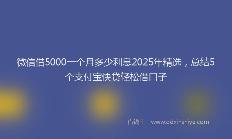 微信借5000一个月多少利息2025年精选，总结5个支付宝快贷轻松借口子