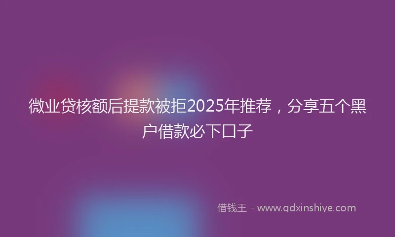 微业贷核额后提款被拒2025年推荐，分享五个黑户借款必下口子