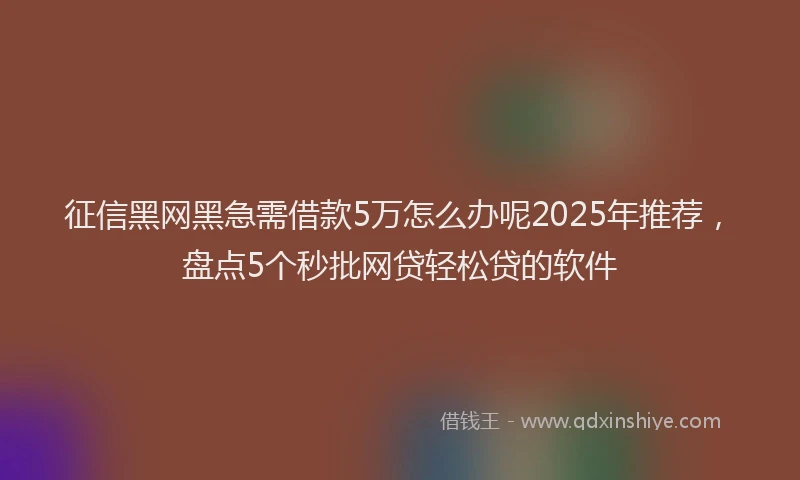 征信黑网黑急需借款5万怎么办呢2025年推荐，盘点5个秒批网贷轻松贷的软件