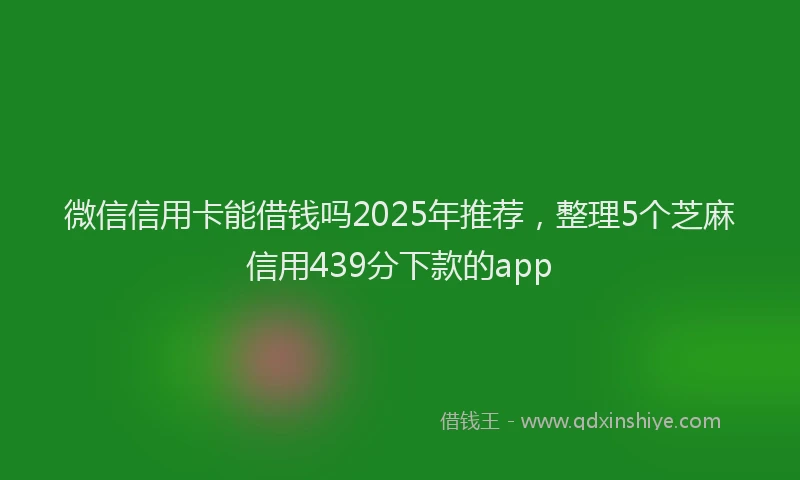 微信信用卡能借钱吗2025年推荐，整理5个芝麻信用439分下款的app