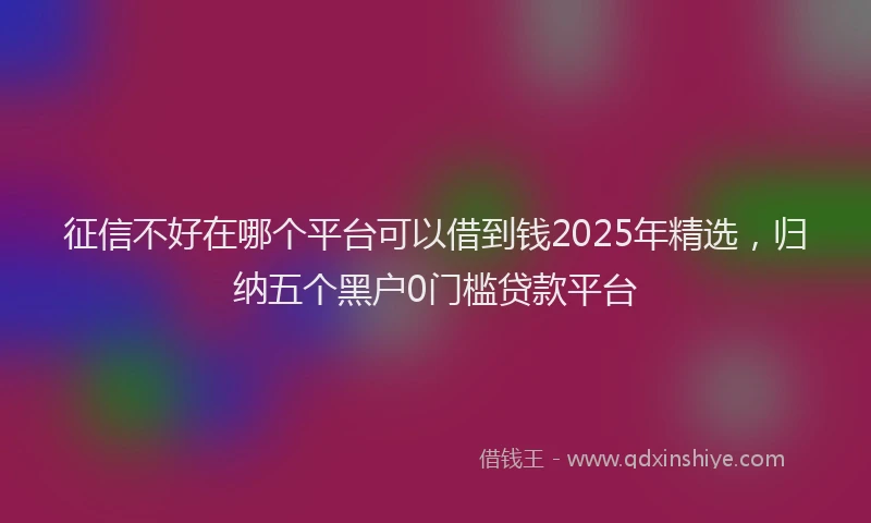 征信不好在哪个平台可以借到钱2025年精选，归纳五个黑户0门槛贷款平台