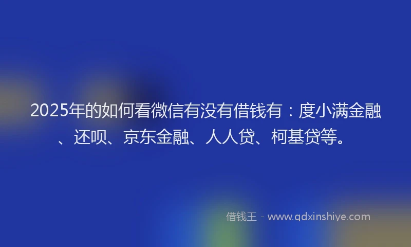 2025年的如何看微信有没有借钱有：度小满金融、还呗、京东金融、人人贷、柯基贷等。