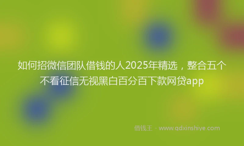 如何招微信团队借钱的人2025年精选，整合五个不看征信无视黑白百分百下款网贷app