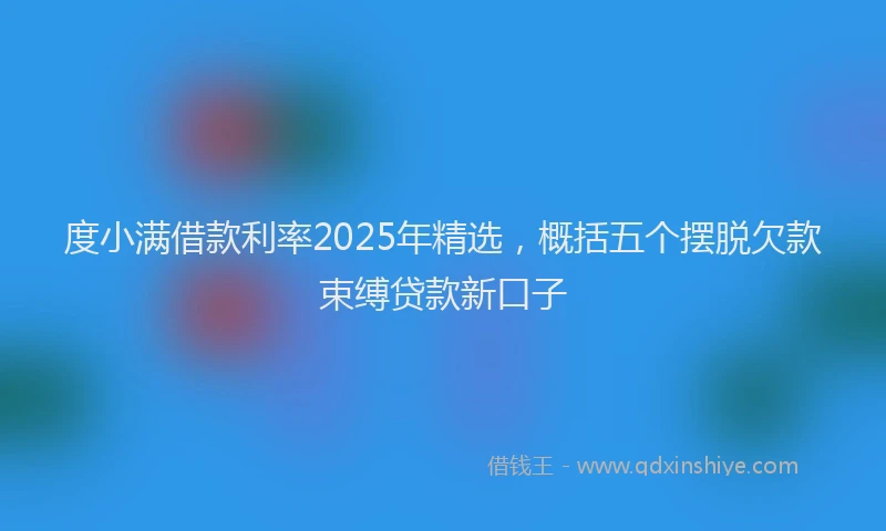 度小满借款利率2025年精选，概括五个摆脱欠款束缚贷款新口子