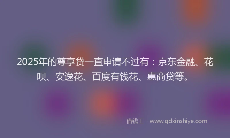 2025年的尊享贷一直申请不过有：京东金融、花呗、安逸花、百度有钱花、惠商贷等。
