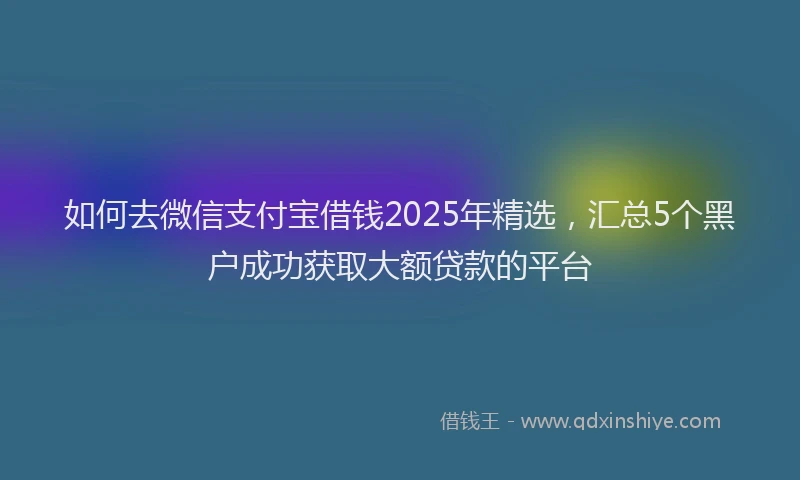 如何去微信支付宝借钱2025年精选，汇总5个黑户成功获取大额贷款的平台