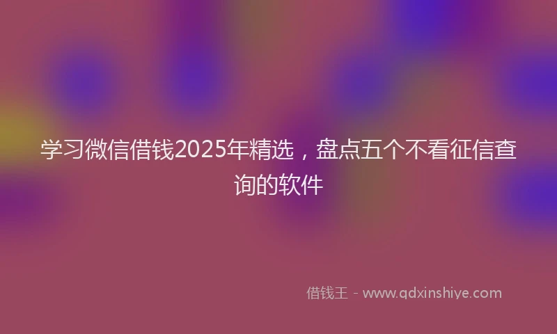 学习微信借钱2025年精选，盘点五个不看征信查询的软件