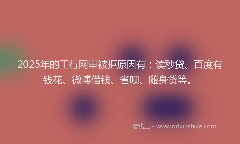 2025年的工行网审被拒原因有：读秒贷、百度有钱花、微博借钱、省呗、随身贷等。