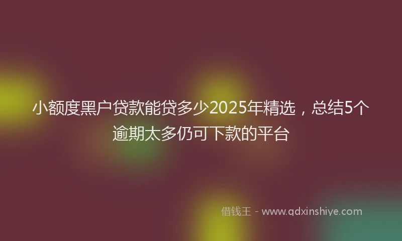 小额度黑户贷款能贷多少2025年精选，总结5个逾期太多仍可下款的平台