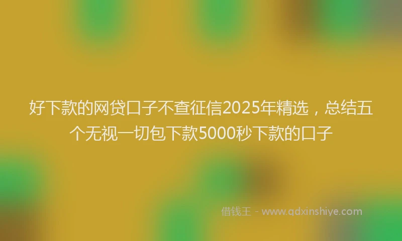 好下款的网贷口子不查征信2025年精选，总结五个无视一切包下款5000秒下款的口子