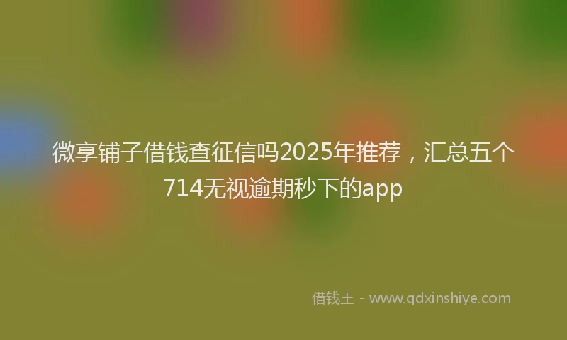 微享铺子借钱查征信吗2025年推荐，汇总五个714无视逾期秒下的app