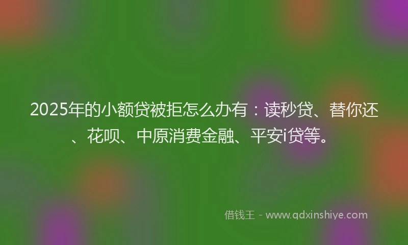 2025年的小额贷被拒怎么办有：读秒贷、替你还、花呗、中原消费金融、平安i贷等。
