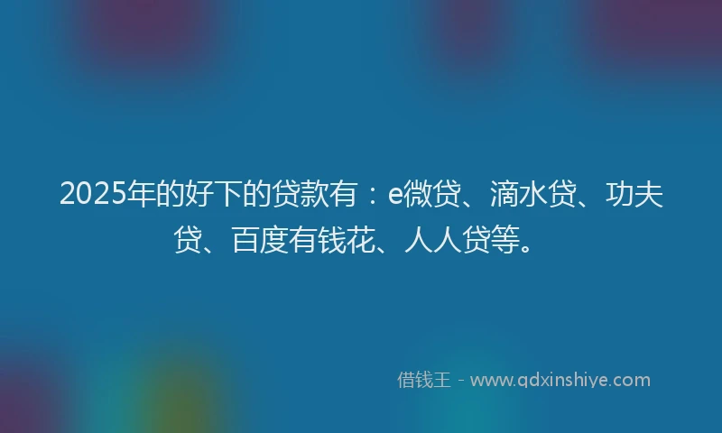 2025年的好下的贷款有：e微贷、滴水贷、功夫贷、百度有钱花、人人贷等。