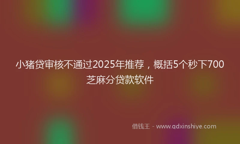 小猪贷审核不通过2025年推荐，概括5个秒下700芝麻分贷款软件