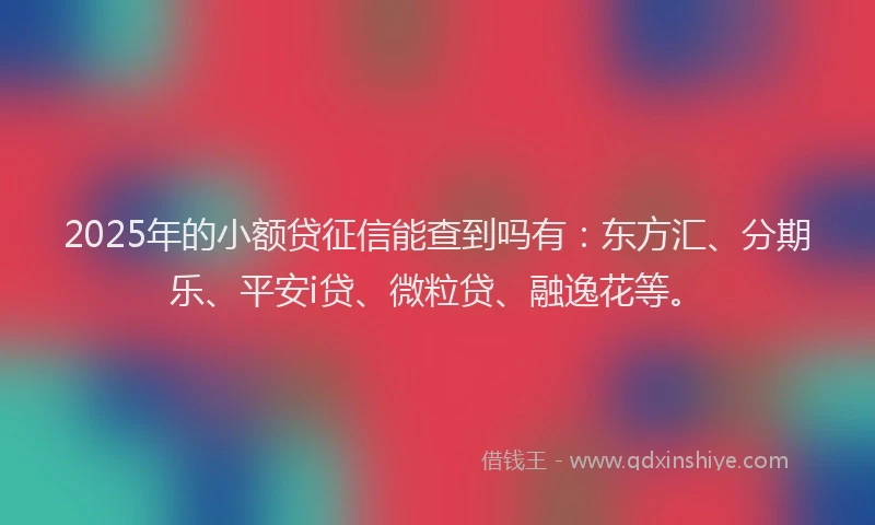 2025年的小额贷征信能查到吗有：东方汇、分期乐、平安i贷、微粒贷、融逸花等。
