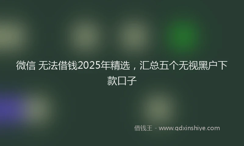 微信 无法借钱2025年精选，汇总五个无视黑户下款口子