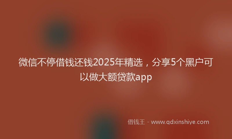 微信不停借钱还钱2025年精选，分享5个黑户可以做大额贷款app