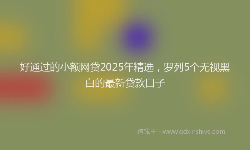 好通过的小额网贷2025年精选，罗列5个无视黑白的最新贷款口子