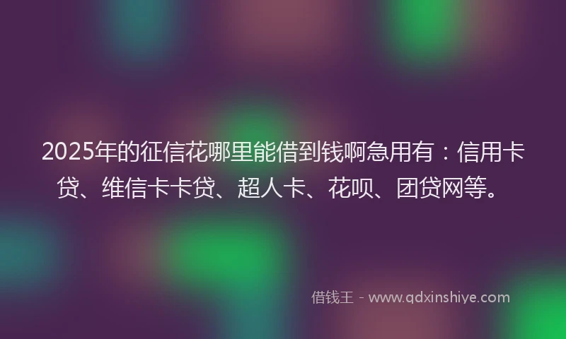 2025年的征信花哪里能借到钱啊急用有：信用卡贷、维信卡卡贷、超人卡、花呗、团贷网等。