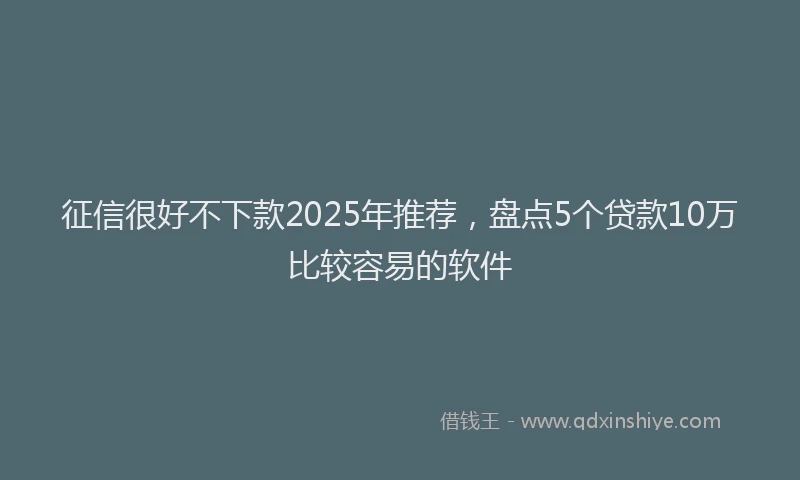 征信很好不下款2025年推荐，盘点5个贷款10万比较容易的软件