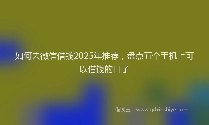 如何去微信借钱2025年推荐，盘点五个手机上可以借钱的口子