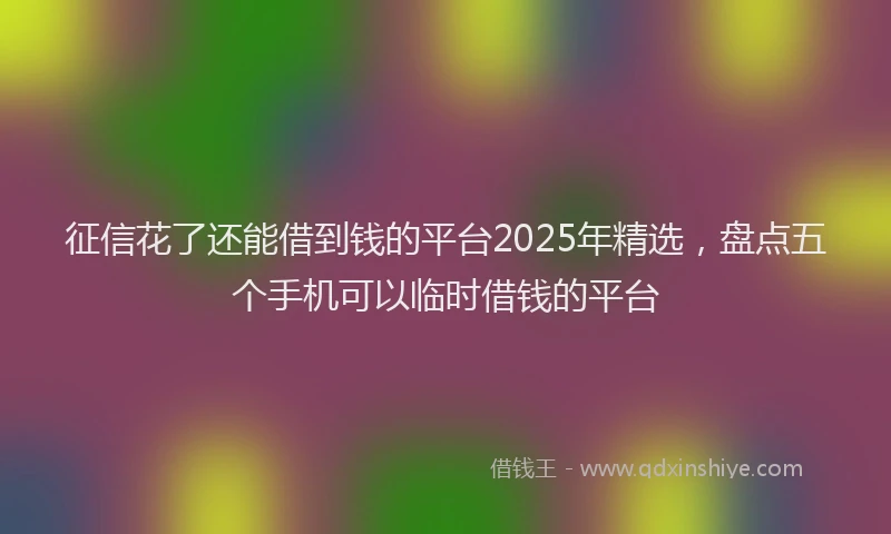 征信花了还能借到钱的平台2025年精选，盘点五个手机可以临时借钱的平台