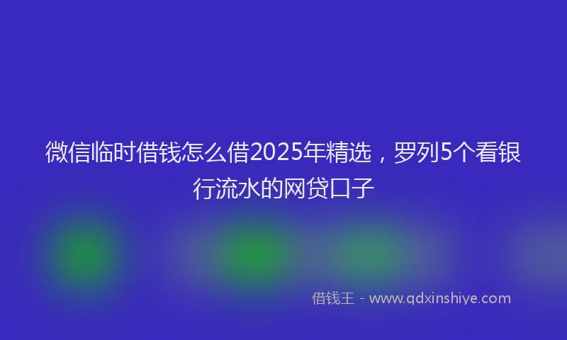 微信临时借钱怎么借2025年精选，罗列5个看银行流水的网贷口子