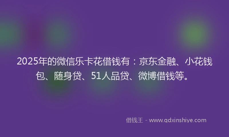 2025年的微信乐卡花借钱有：京东金融、小花钱包、随身贷、51人品贷、微博借钱等。