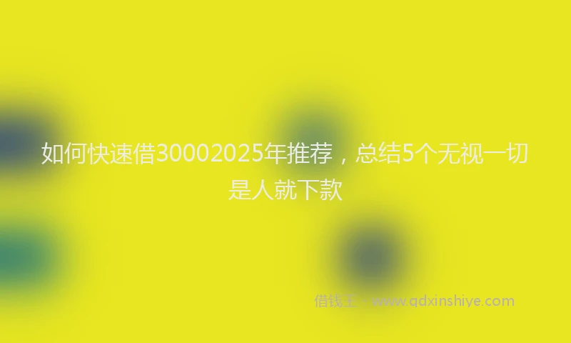 如何快速借30002025年推荐，总结5个无视一切是人就下款