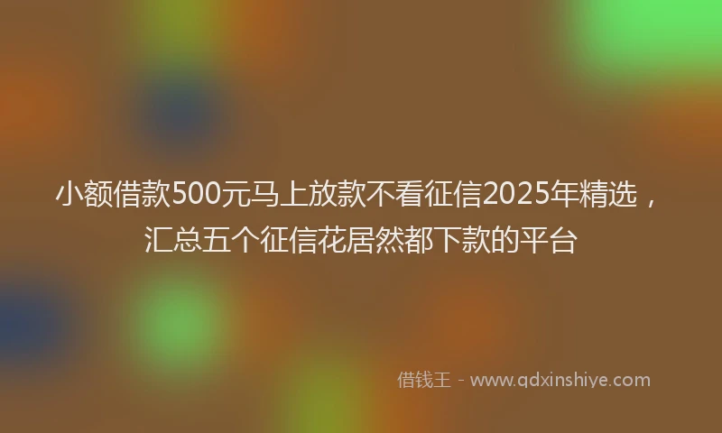 小额借款500元马上放款不看征信2025年精选，汇总五个征信花居然都下款的平台