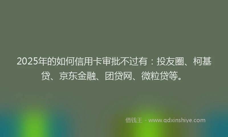 2025年的如何信用卡审批不过有：投友圈、柯基贷、京东金融、团贷网、微粒贷等。